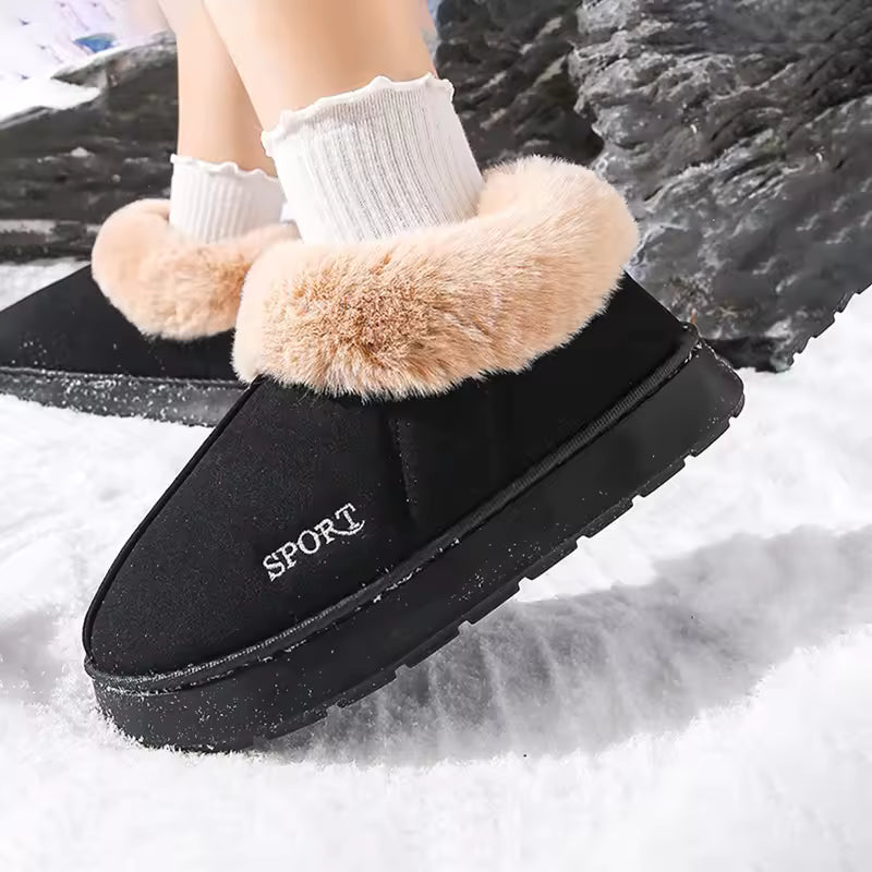New Platform Snow Boots for Women's Home Thick Warm Wool Shoes Women's Outdoor Anti-Slip Fur Velvet Ankle Short Boots Shoes MU Group