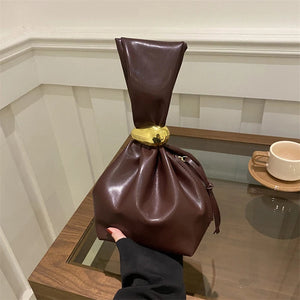 New Mini PU Leather Underarm Pleated Bag For Women Fashion Designer Female Retro Shoulder Bag Handbags And Purses MU Group