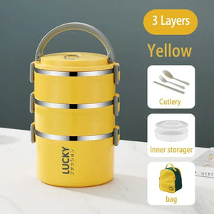 3 Layer Portable Lunch Box Thermo Insulation Bento Thermos Containers Bento Bag Food Warmer for Kids Food Containers MU Group