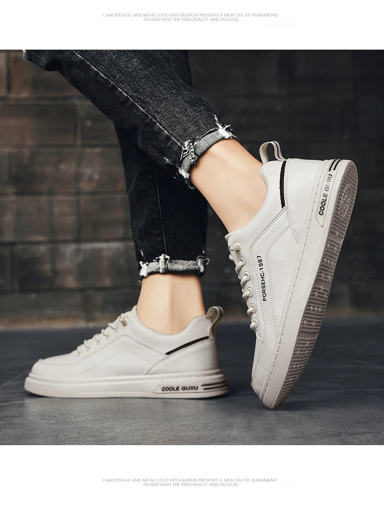 2025 New Trendy Versatile Cloth Shoes Men's Spring New Breathable White Shoes Men's Sports and Leisure Board Shoes Trendy Shoes MU Group