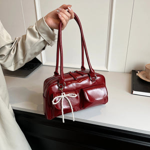 Fashionable Underarm Bow Bag for Women 2024 Korean Edition New Simple Leisure Pillow Bag Trendy Versatile Shoulder Bag MU Group