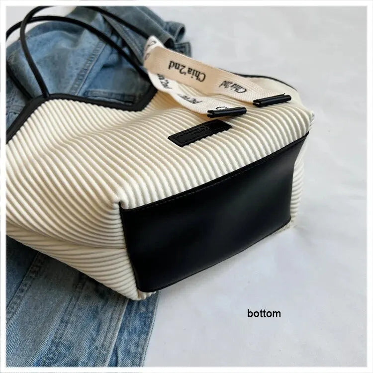 Korean Style Big Bag Women's Bag Casual All-match Canvas Bag Commuter Shoulder Bag Student Tote Bag MU Group