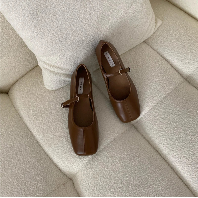 Square Toe Women Ballet Flats Fashion SOft Sole Shoes 2025 Spring Ladies Elegant Street Style Mary Jane Shoes MU Group