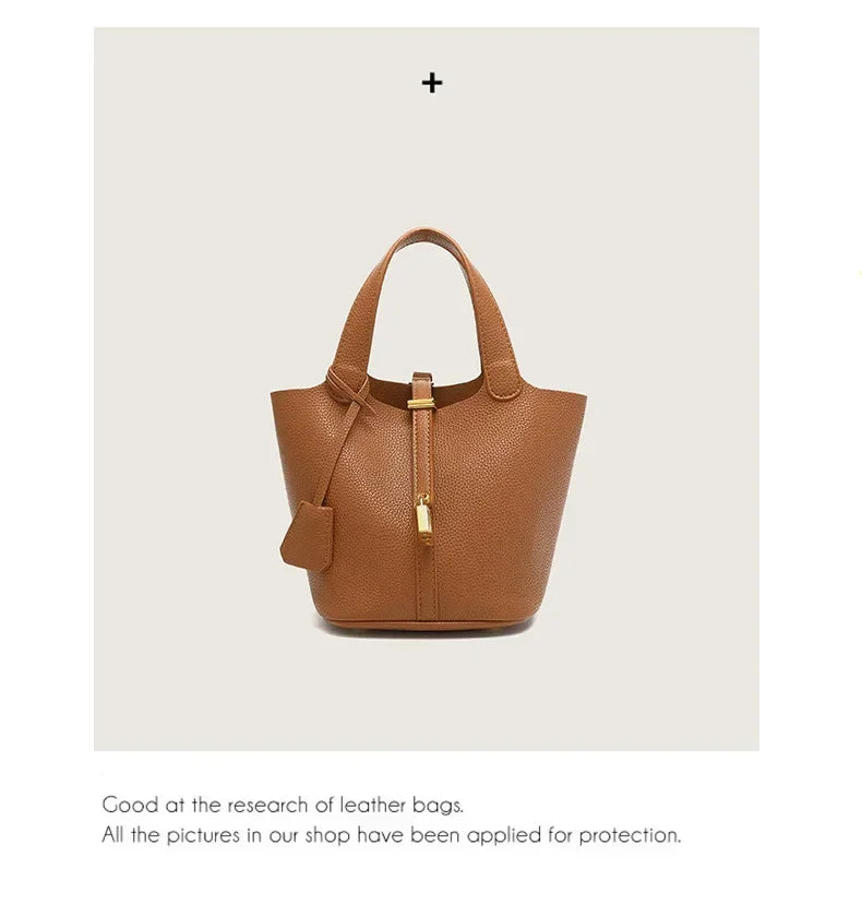 New lychee patterned bucket bag, women's handbag, Picotin bag MU Group