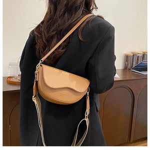 Small Leather Saddle Armpit Bags for Women Summer Chain Shoulder Crossbody Bag Ladies Vintage Underarm Handbags Woman bolsa MU Group