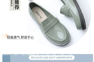 Women's New Low Heel Shallow Rain Shoe Soft Sole Non Slip Slip On Round Toe Lightweight Waterproof Kitchen Work Shoe Loafer Shoe MU Group
