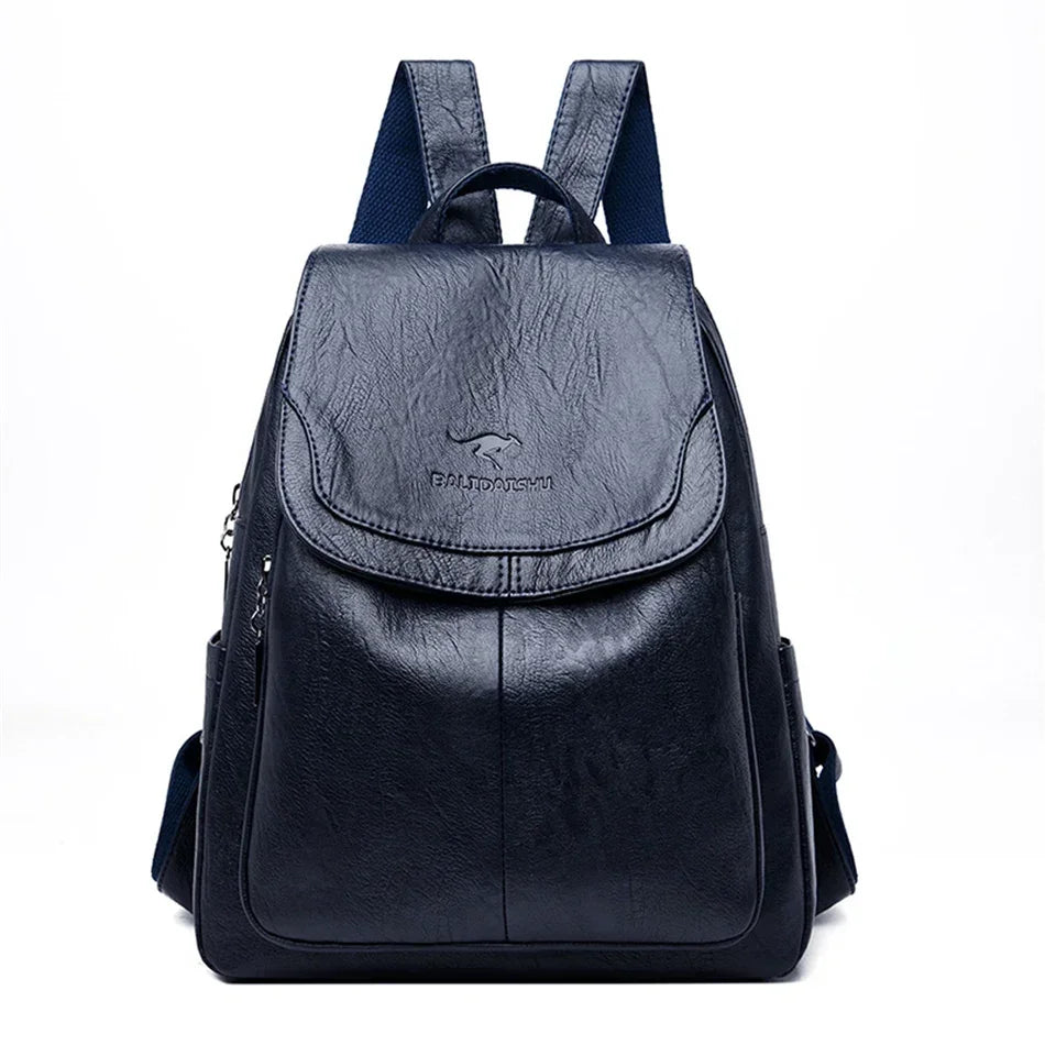 Genuine Women Leather Backpack Fashion Female Shoulder Bag Sac a Dos Ladies Bagpack Mochilas School Bags For Teenage Girls 2024 MU Group