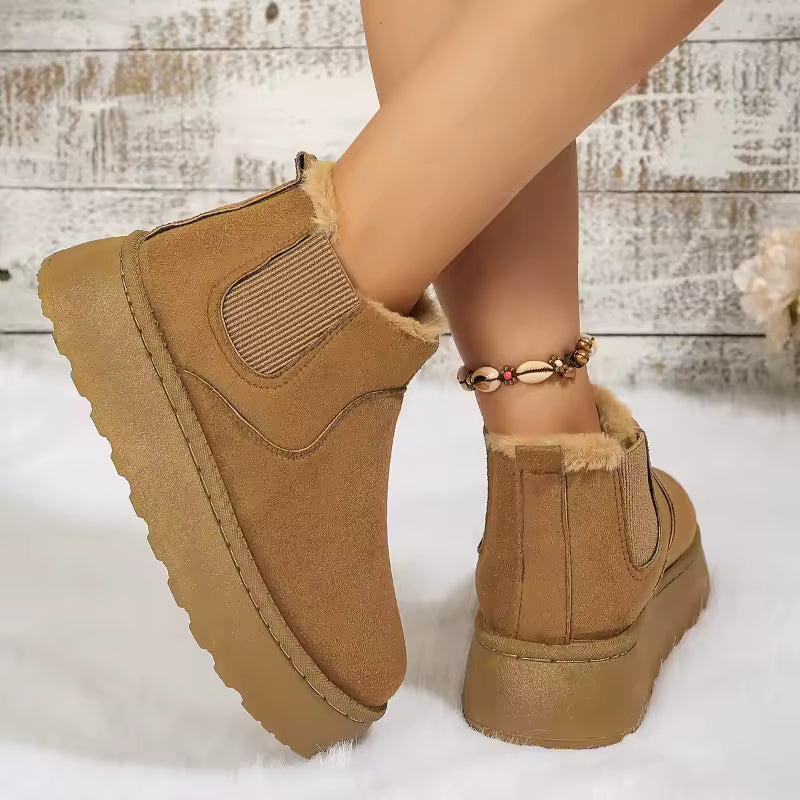Winter Women Short Plush Warm Snow Boots Casual Shoes  New Suede Fur Chelsea Ankle Boots Flats Platform Ladies Shoes Botas MU Group