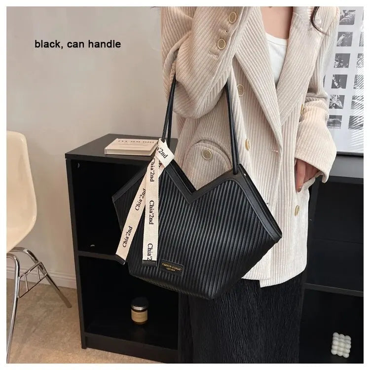 Korean Style Big Bag Women's Bag Casual All-match Canvas Bag Commuter Shoulder Bag Student Tote Bag MU Group