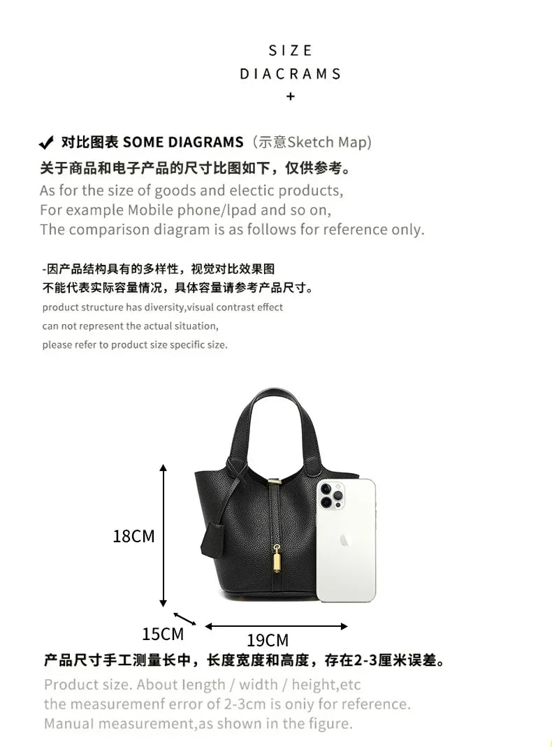 New lychee patterned bucket bag, women's handbag, Picotin bag MU Group