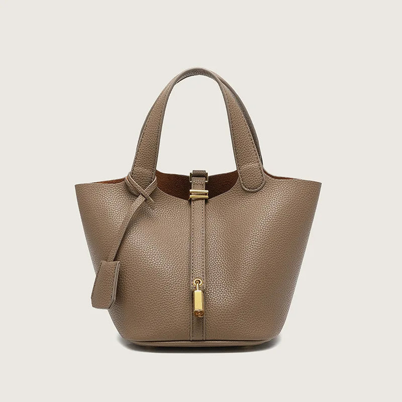 New lychee patterned bucket bag, women's handbag, Picotin bag MU Group