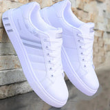 Men's Sneakers White Casual Shoes Lightweight Breathable Flats Fashion Lace-up Vulcanized Shoes Non Slip Outdoor Men Shoes Tenis MU Group