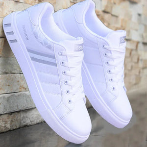 Men's Sneakers White Casual Shoes Lightweight Breathable Flats Fashion Lace-up Vulcanized Shoes Non Slip Outdoor Men Shoes Tenis MU Group