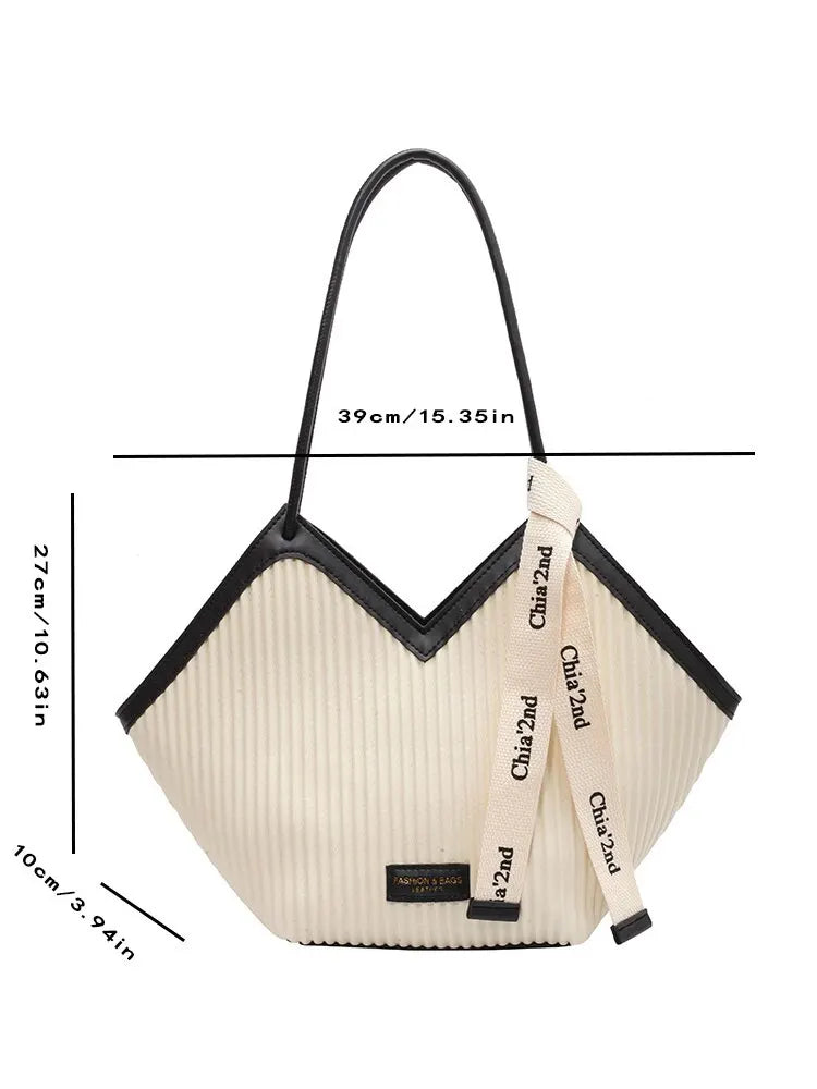 Korean Style Big Bag Women's Bag Casual All-match Canvas Bag Commuter Shoulder Bag Student Tote Bag MU Group