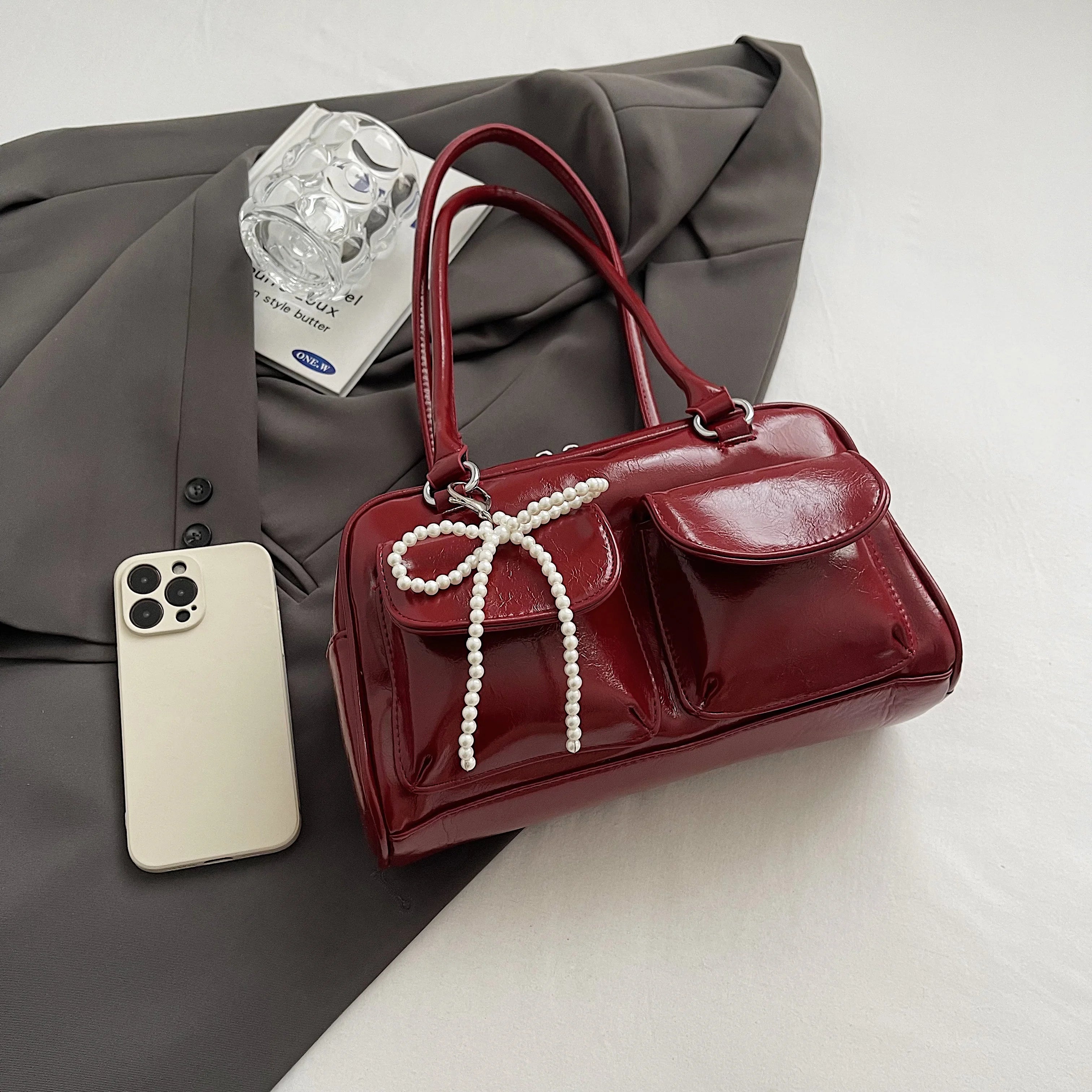 Fashionable Underarm Bow Bag for Women 2024 Korean Edition New Simple Leisure Pillow Bag Trendy Versatile Shoulder Bag MU Group