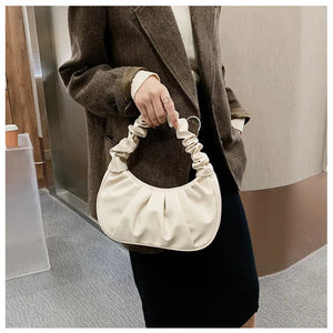 New Summer Pleated Handlebags For Women PU Cloud Bags Leisure Armpit Bag Shopping Shoulder Bags Dumpling Handbag Female MU Group