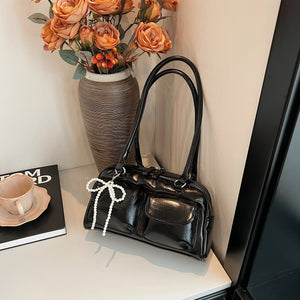 Fashionable Underarm Bow Bag for Women 2024 Korean Edition New Simple Leisure Pillow Bag Trendy Versatile Shoulder Bag MU Group