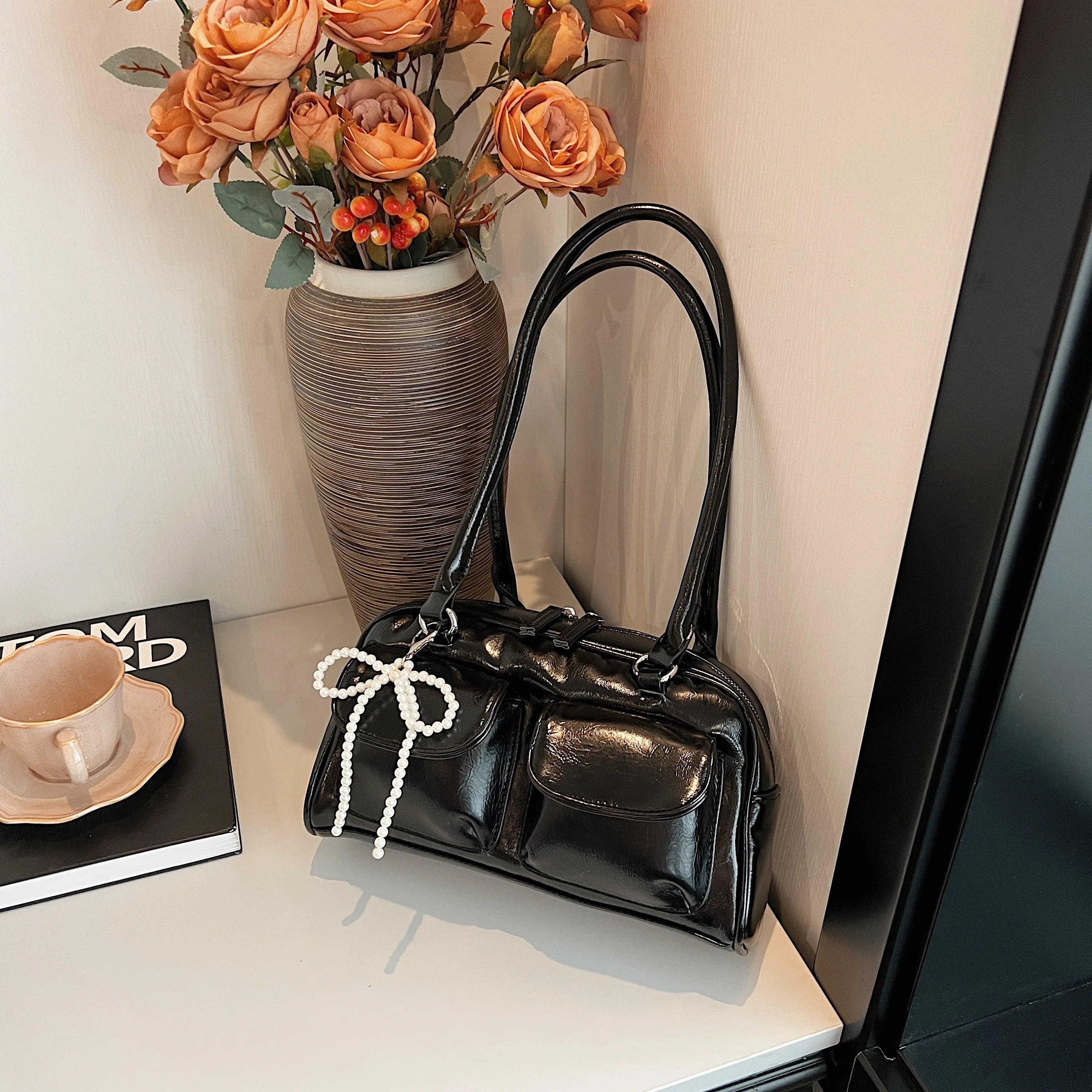 Fashionable Underarm Bow Bag for Women 2024 Korean Edition New Simple Leisure Pillow Bag Trendy Versatile Shoulder Bag MU Group