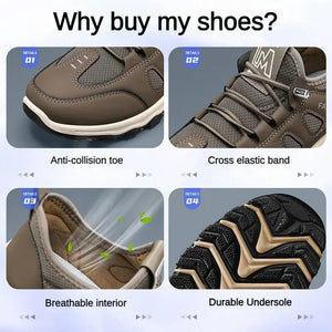 Men Soft Hiking Shoes Summer Breathable Mesh Sneakers Light Black Hike Footwear Walking Shoes Outdoor Shoes Climbing Shoe Male MU Group