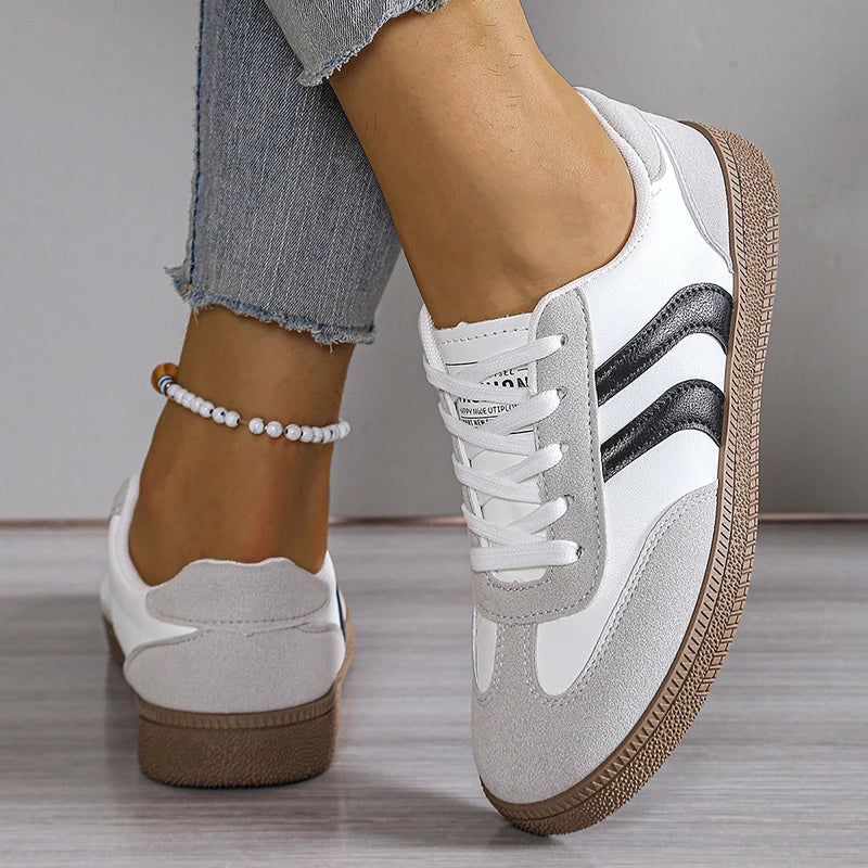 Spring Autumn Platform Sneakers Women Fashion Mixed Colors Lace-Up Sport Shoes Woman Comfortable Non Slip Flat Trainers Female MU Group