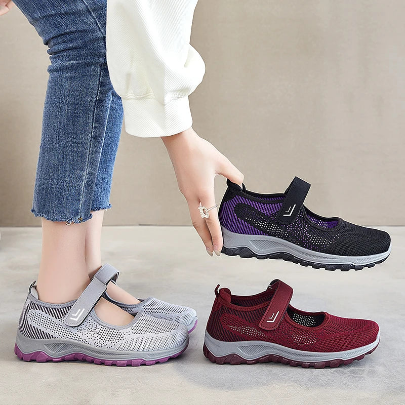 Women's Casual sneaker Breathable Mesh Soft Non-slip Lightweight Quick Velcro Walking Running Daily All-match Women's Shoes MU Group