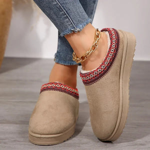 Snow Boots 2024 Women Winter Cashmere Warm Thick Soles Without Heel-covered Hair Half Slipper Cotton Shoes Cashmere Warm Boots MU Group