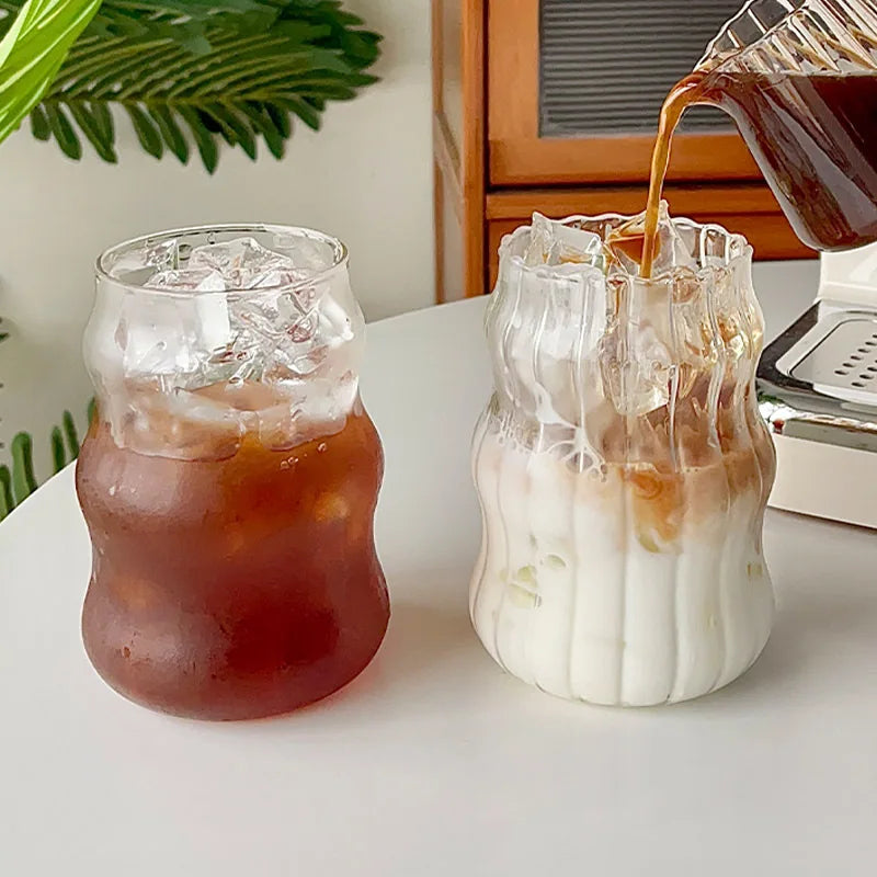 1pc Glass Cup 530ml Water Glasses Stripe Mug Heat-resistant Tumbler Drinkware Perfect For Tea Juice Milk Coffee For Party MU Group