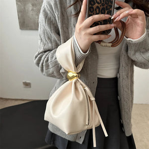 New Mini PU Leather Underarm Pleated Bag For Women Fashion Designer Female Retro Shoulder Bag Handbags And Purses MU Group