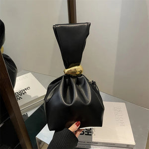 New Mini PU Leather Underarm Pleated Bag For Women Fashion Designer Female Retro Shoulder Bag Handbags And Purses MU Group