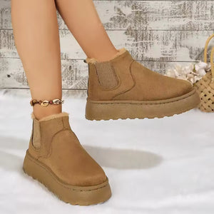 Winter Women Short Plush Warm Snow Boots Casual Shoes  New Suede Fur Chelsea Ankle Boots Flats Platform Ladies Shoes Botas MU Group