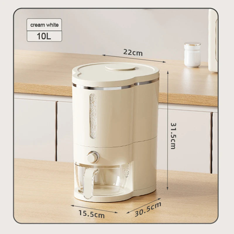 10L Sealed Rice Bucket Sealed Moisture Proof Rice Dispenser With Cup Grain Powder Boxes Storage Food Cereal Container MU Group