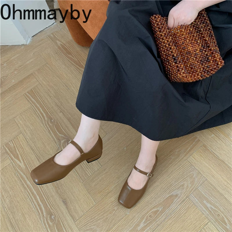 Square Toe Women Ballet Flats Fashion SOft Sole Shoes 2025 Spring Ladies Elegant Street Style Mary Jane Shoes MU Group
