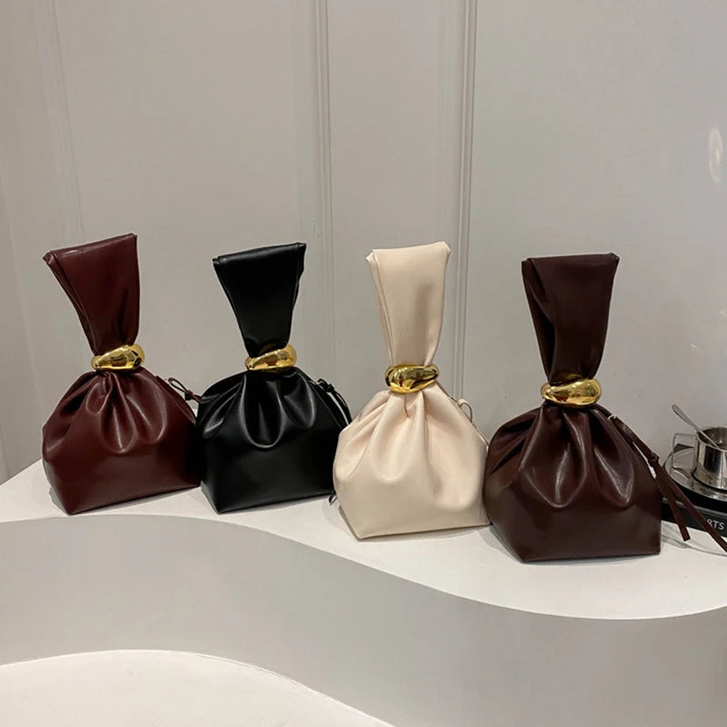 New Mini PU Leather Underarm Pleated Bag For Women Fashion Designer Female Retro Shoulder Bag Handbags And Purses MU Group