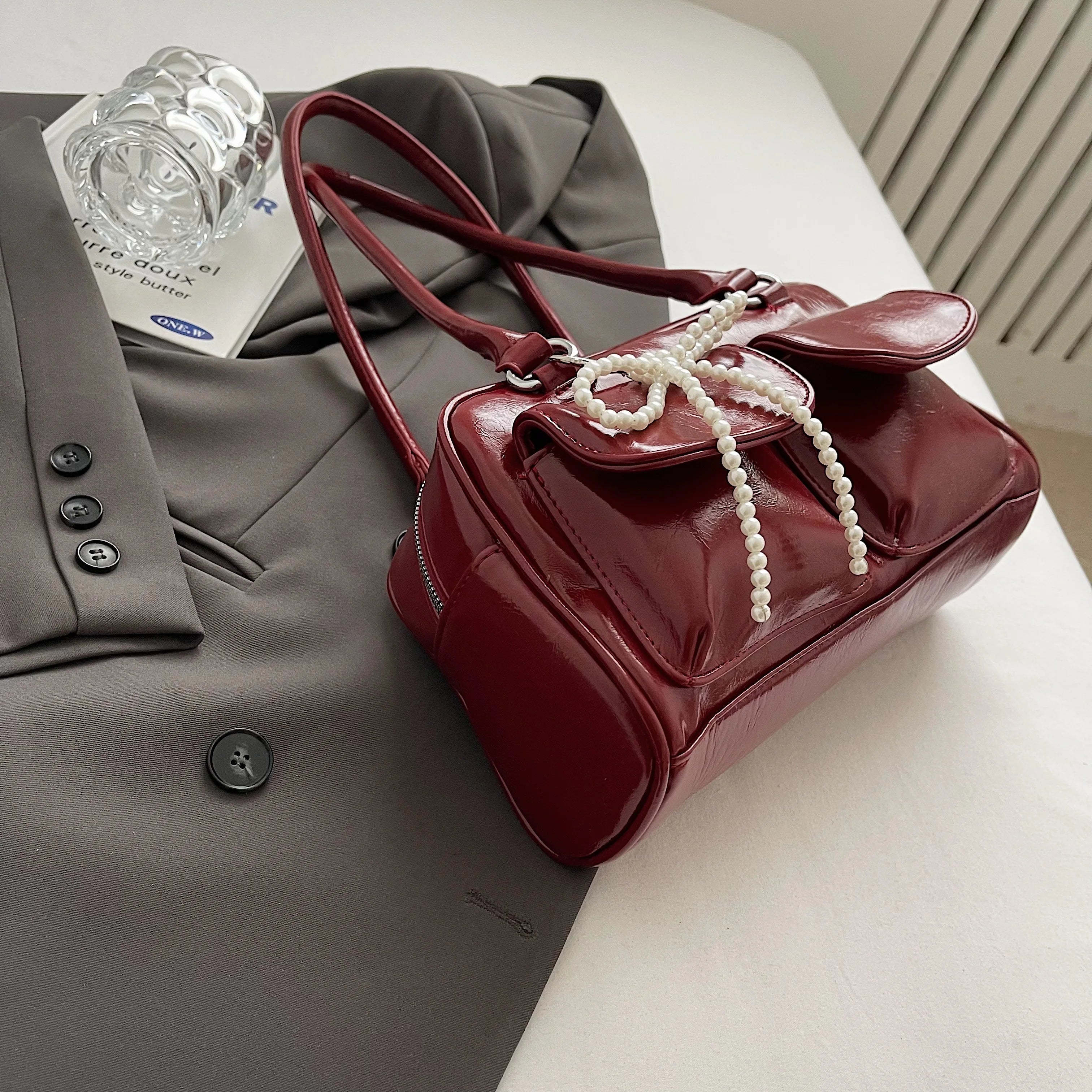 Fashionable Underarm Bow Bag for Women 2024 Korean Edition New Simple Leisure Pillow Bag Trendy Versatile Shoulder Bag MU Group