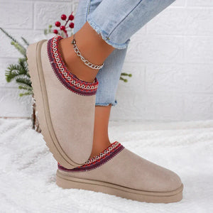 Snow Boots 2024 Women Winter Cashmere Warm Thick Soles Without Heel-covered Hair Half Slipper Cotton Shoes Cashmere Warm Boots MU Group
