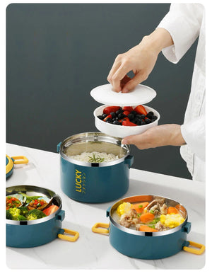 3 Layer Portable Lunch Box Thermo Insulation Bento Thermos Containers Bento Bag Food Warmer for Kids Food Containers MU Group