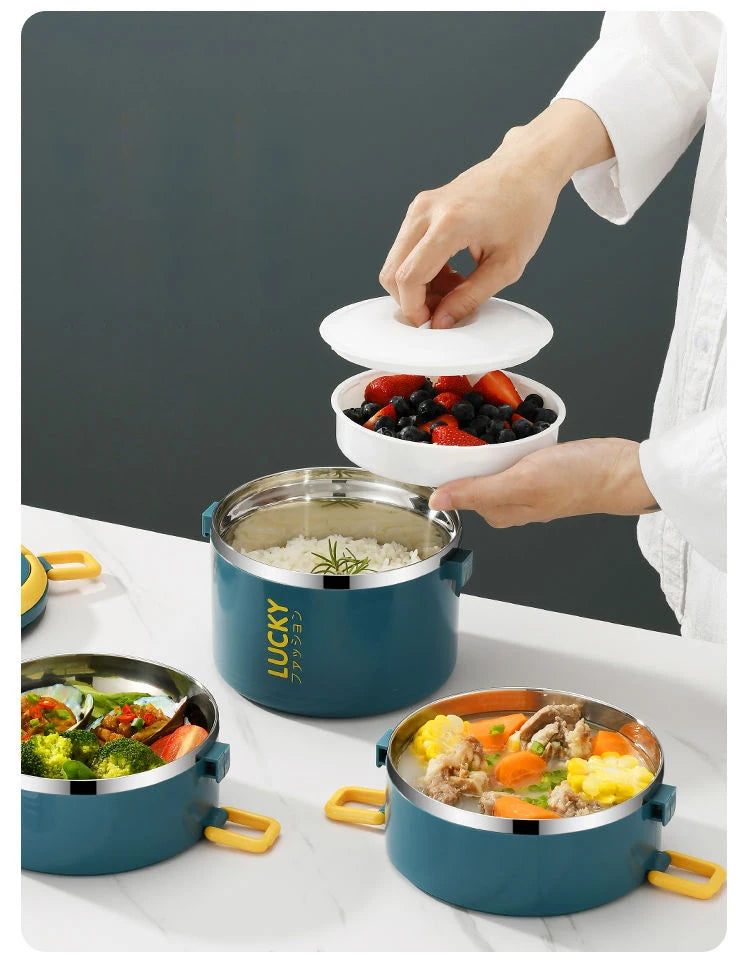 3 Layer Portable Lunch Box Thermo Insulation Bento Thermos Containers Bento Bag Food Warmer for Kids Food Containers MU Group