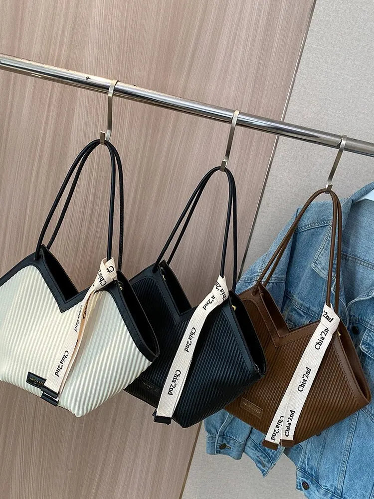 Korean Style Big Bag Women's Bag Casual All-match Canvas Bag Commuter Shoulder Bag Student Tote Bag MU Group