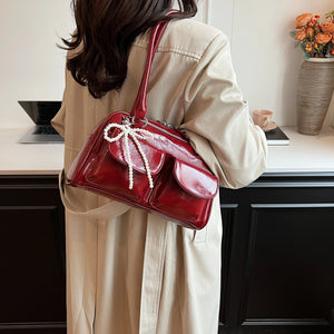 Fashionable Underarm Bow Bag for Women 2024 Korean Edition New Simple Leisure Pillow Bag Trendy Versatile Shoulder Bag MU Group