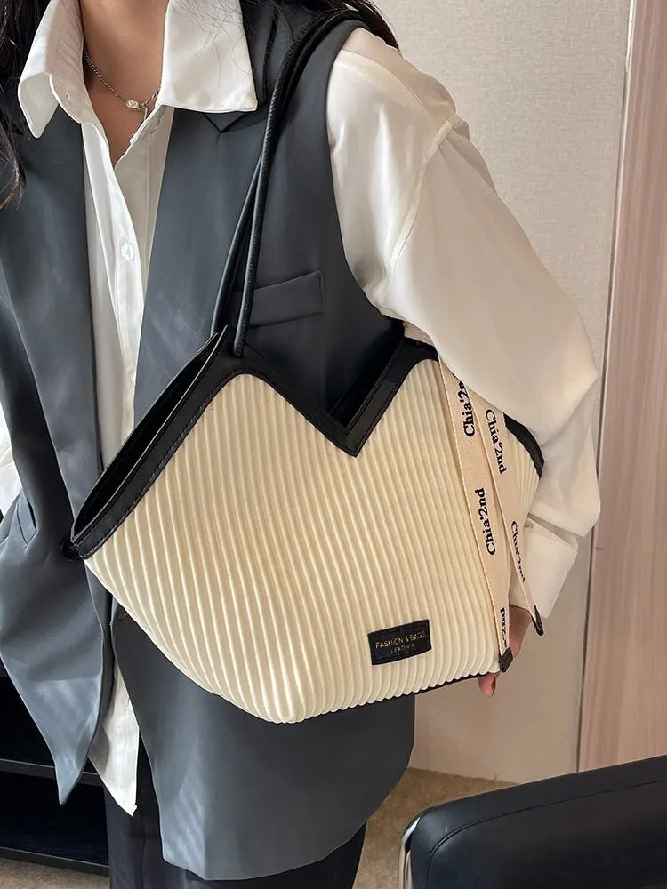 Korean Style Big Bag Women's Bag Casual All-match Canvas Bag Commuter Shoulder Bag Student Tote Bag MU Group