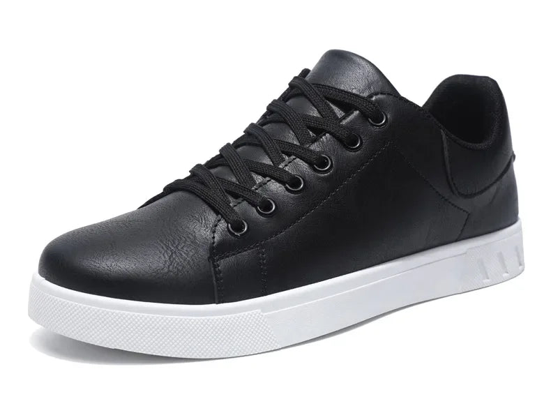 Classic Men Leather Shoes Thick-soled Casual Sneakers Trendy Lace-up Walking Shoes Spring Anti-slip Comfortable Vulcanized Shoes MU Group