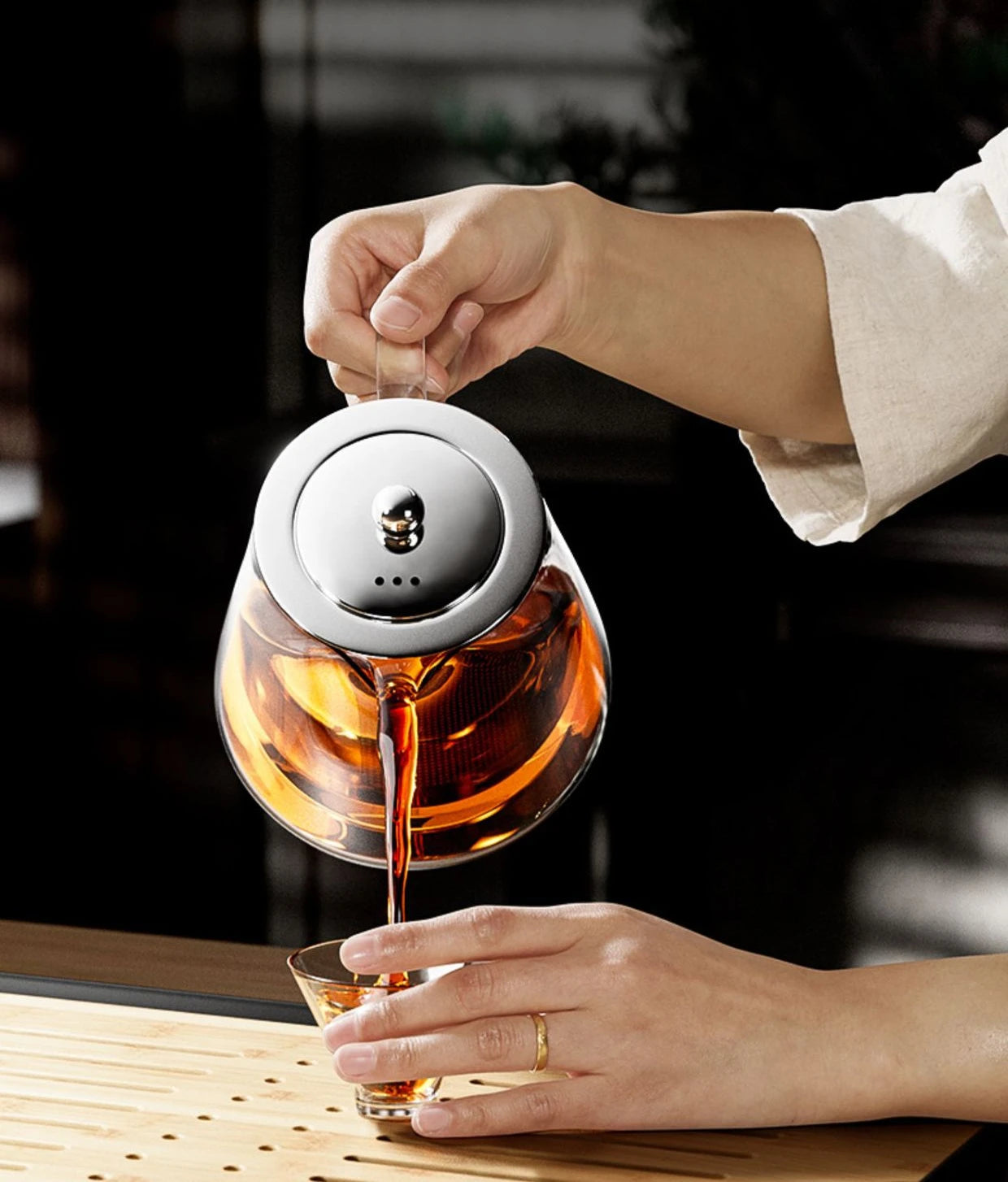 Heat Resistant Glass Teapot with Stainless Steel Tea Strainer Infuser Flower Kettle Kung Fu Teaware Set Puer Oolong Pot MU Group