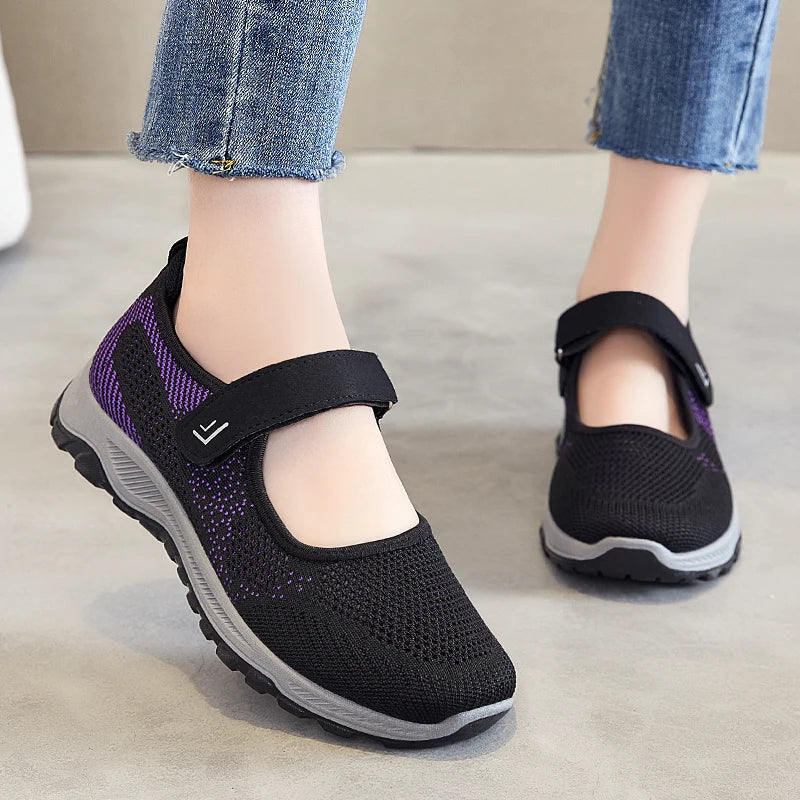Women's Casual sneaker Breathable Mesh Soft Non-slip Lightweight Quick Velcro Walking Running Daily All-match Women's Shoes MU Group