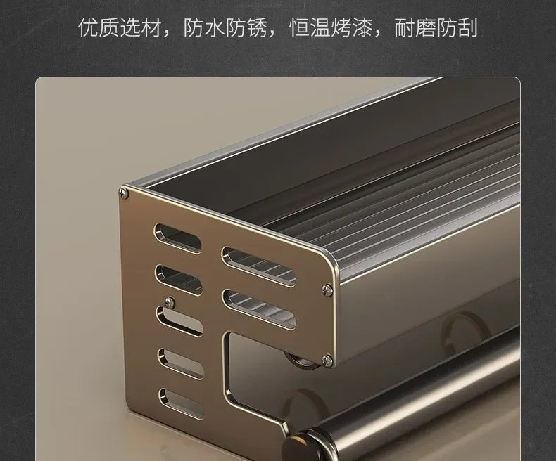 Stylish Wall-Mounted Kitchen Condiment Rack with Storage Box Multifunctional Household Utensil Rack with Oil Vinegar Dispenser MU Group
