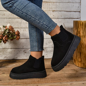 Winter Women Short Plush Warm Snow Boots Casual Shoes  New Suede Fur Chelsea Ankle Boots Flats Platform Ladies Shoes Botas MU Group