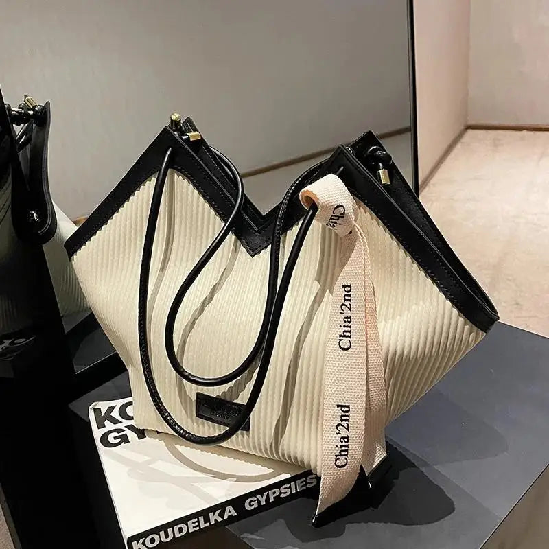 Korean Style Big Bag Women's Bag Casual All-match Canvas Bag Commuter Shoulder Bag Student Tote Bag MU Group