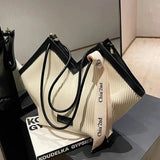 Korean Style Big Bag Women's Bag Casual All-match Canvas Bag Commuter Shoulder Bag Student Tote Bag MU Group