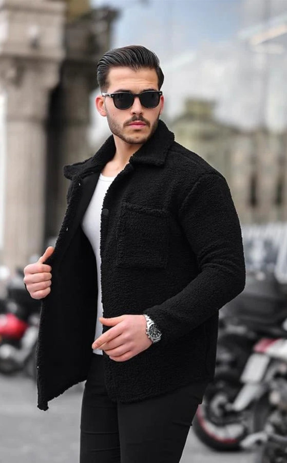 Tek Cepli Çıtçıtlı Peluş Ceket
