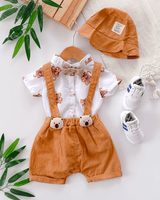 Ayıcık Desen Gömlek&Salopet Şapkalı Set - Justyol