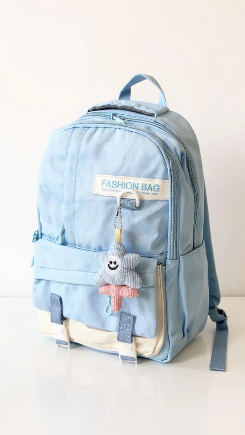 Sac à dos scolaire casual – Couleurs variées & petit accessoire tendance ! Pour Elle